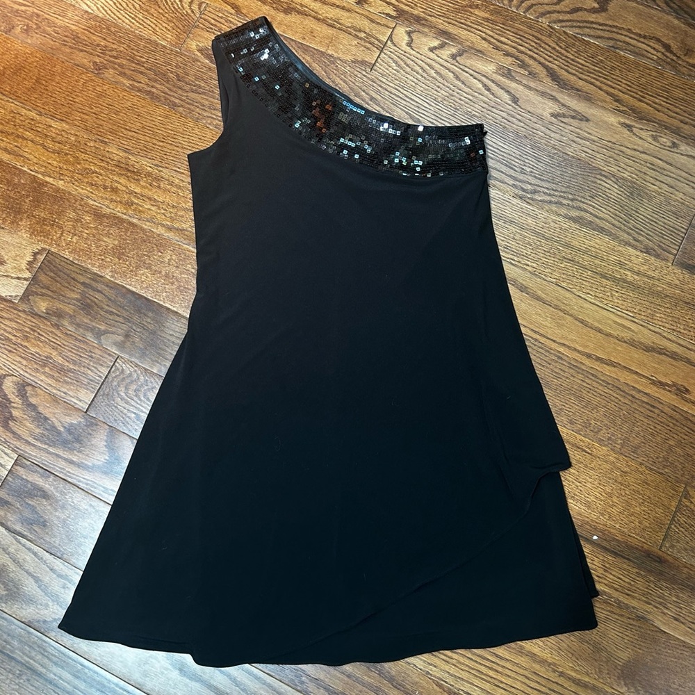 Calvin Klein Black One Shoulder Sequin Cocktail Dress